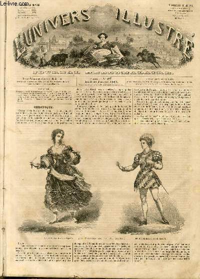 L'UNIVERS ILLUSTRE - SEPTIEME ANNEE N 297 - Mlle CICO dans le rle de Figarina, Mlle BELIA dans le rle de Raphal (La fiance du roi de Garbe).