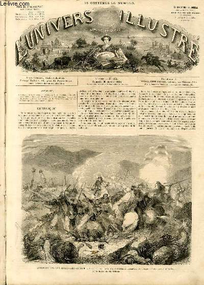 L'UNIVERS ILLUSTRE - SEPTIEME ANNEE N 324 - Insurrection des Ouled-Sidi-Cheikh - le colonel Beauprtre, avec cent hommes d'infanterie, est attaqu le 8 avril prs de Gryville, par les bandes de Sid-Seliman.