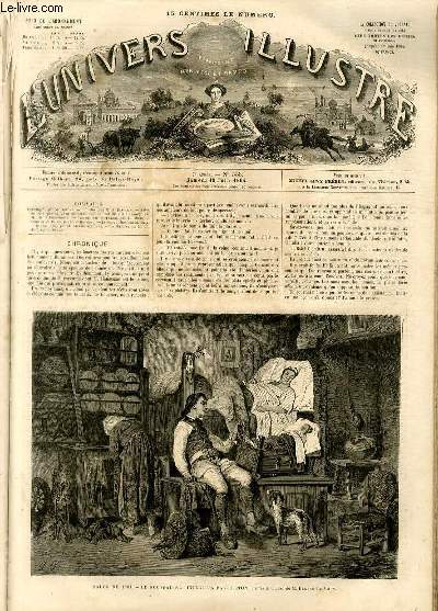 L'UNIVERS ILLUSTRE - SEPTIEME ANNEE N 338 - Salon de 1864, Le nouveau-N, Intrieur Bas Breton, d'aprs le tableau de M.Eugne Le Roux.