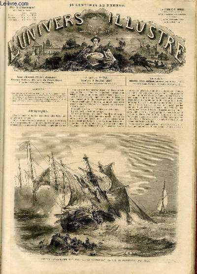 L'UNIVERS ILLUSTRE - SEPTIEME ANNEE N 342 - Combat naval entre l'Alabama et le Kearseage, en vue de Cherbourg (19 juin 1864).