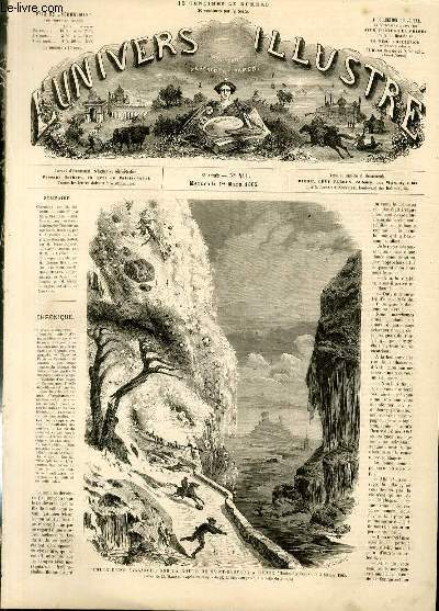 L'UNIVERS ILLUSTRE - HUITIEME ANNEE N 411 Chute d'une avalanche sur la grotte de Saint-Sauveur  Gdre (Hautes-Pyrnes), le 5 Fvrier 1865
