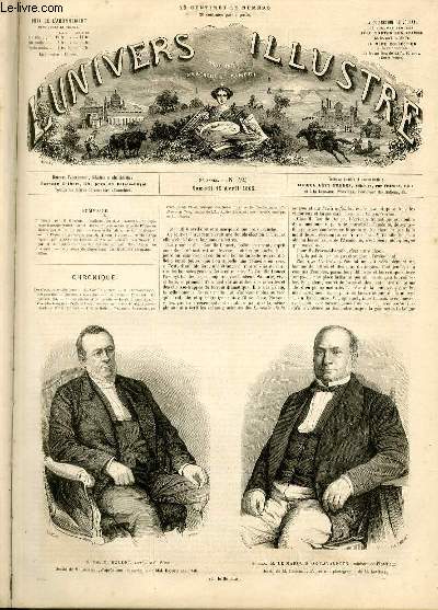 L'UNIVERS ILLUSTRE - HUITIEME ANNEE N 424 S. Exc. M. Boudet, secrtaire du Snat.