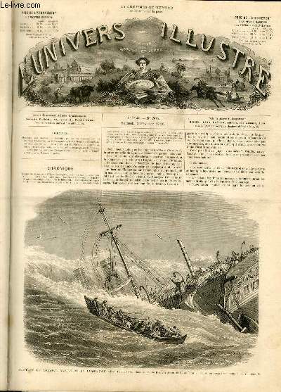 L'UNIVERS ILLUSTRE- NEUVIEME ANNEE N 508 Naufrage du London, navire de la compagnie Australienne, dans la baie de Biscaye