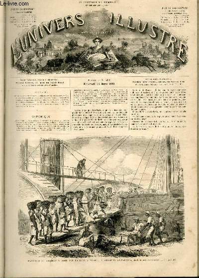L'UNIVERS ILLUSTRE- NEUVIEME ANNEE N 519 Transport du charbon  bord des bateaux  vapeur,  Kingstn (Jamaque)