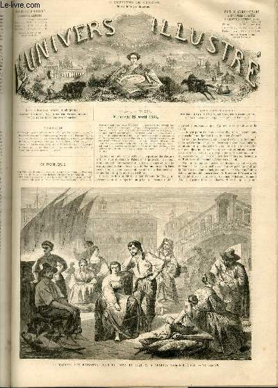 L'UNIVERS ILLUSTRE- NEUVIEME ANNEE N 531 Le march aux poissons, prs du pont du Rialto,  Venise; dessin de M. C. Huth