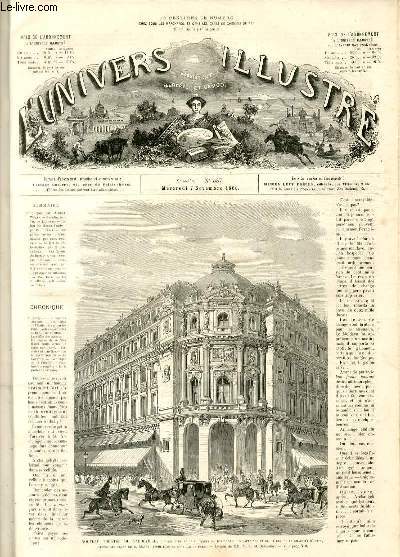 L'UNIVERS ILLUSTRE- NEUVIEME ANNEE N 587 Nouveau thtre du Vaudeville, devant tre rige=  l'angle du boulevard des capucines et de la rue de la chausse-d'Antin