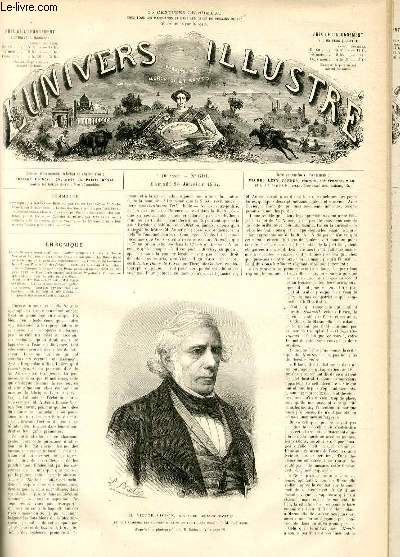 L'UNIVERS ILLUSTRE - DIXIEME ANNEE N 610 M. Victor Cousin, memebre de l'acadmie Franaise et de l'acadmie des sciences Morales et Politiques