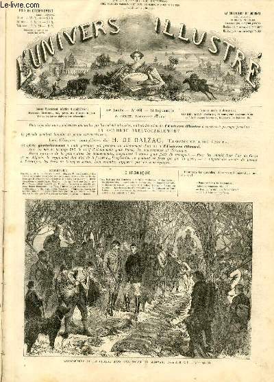 L'UNIVERS ILLUSTRE - DIXIEME ANNEE N 661 - L'ouverture de la chasse dans une fort du Morvan; dessin de M.C.R.