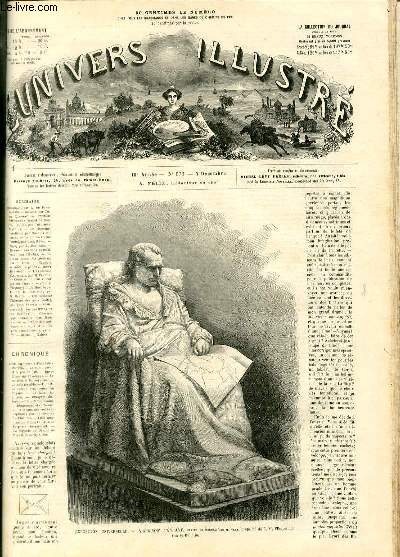 L'UNIVERS ILLUSTRE - DIXIEME ANNEE N 673 - Napolon mourant, statue en marbre par M.Vela, proprit de S.M.Empereur.