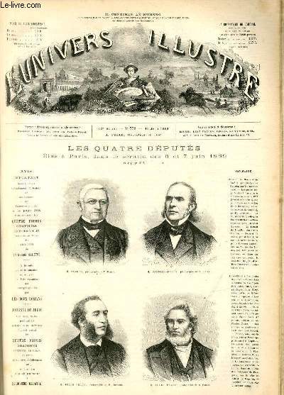 L'UNIVERS ILLUSTRE - DOUXIEME ANNEE N 753 Les quatre dputs lus  Paris, dans le scrutin des 6 et 7 Juin 1869