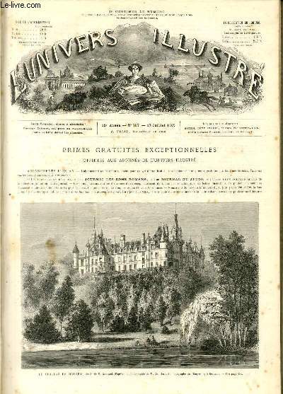 L'UNIVERS ILLUSTRE - DOUXIEME ANNEE N 757 Le chateau de Mouchy; dessin de M. Bertrand, d'aprs une photographie de M. Ch. Herbert, photographe de l'empereur,  Beauvais