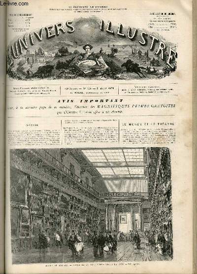 L'UNIVERS ILLUSTRE - TREIZIEME ANNEE N 795 - Muse du Louvre, salle de la collection Louis La Caze.