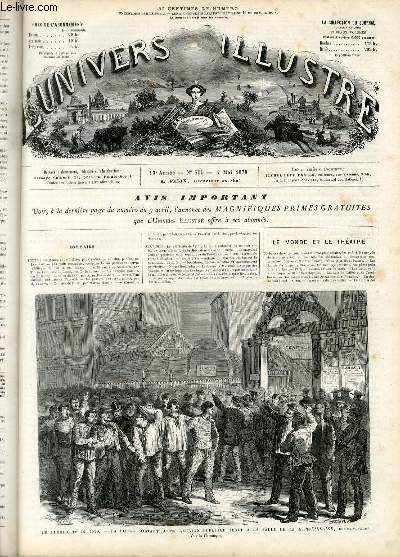 L'UNIVERS ILLUSTRE - TREIZIEME ANNEE N 799 - Le plbiscite de 1870, la foule sortant d'une runion publique renue  la salle de la Marseillaise, rue de Flandre.