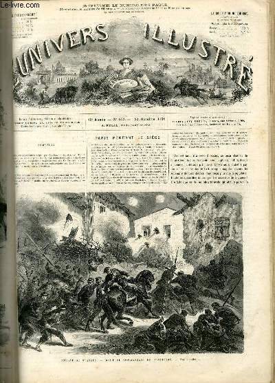 L'UNIVERS ILLUSTRE - TREIZIEME ANNEE N 823 - Combat de Bagneux, mort du commandant de Dampierre.