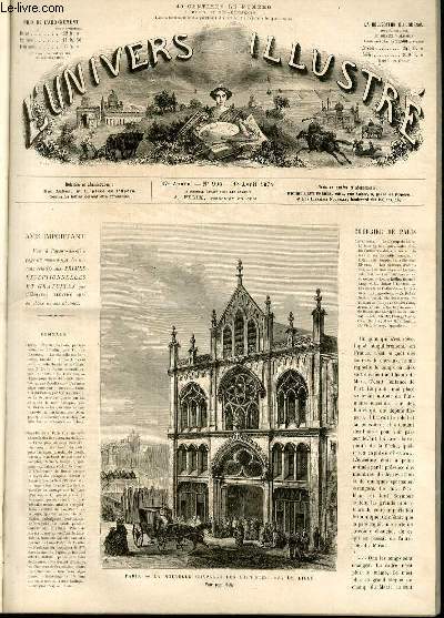 L'UNIVERS ILLUSTRE - DIX-SEPTIEME ANNEE N 995 Paris