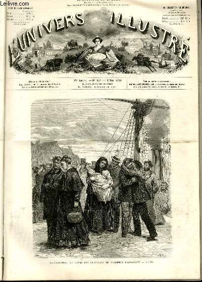 L'UNIVERS ILLUSTRE - DIX-SEPTIEME ANNEE N 997 Dbarquement au Havre des naufrags du paquebot L'Amrique