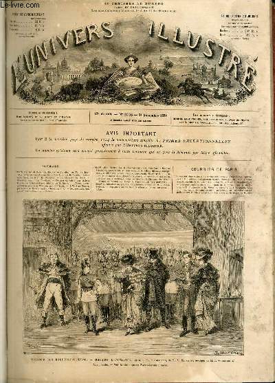 L'UNIVERS ILLUSTRE - DIX-SEPTIEME ANNEE N 1026 Thtre des bouffes-Parisiens