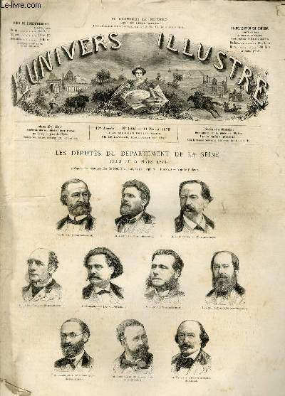 L'UNIVERS ILLUSTRE - DIX-NEUVIEME ANNEE N 1094 - Les dputs du dpartement de la Seine, lu le 5 mars 1876 (d'aprs des photographies de MM.Truchelut, Carjat, Appert et Franck)