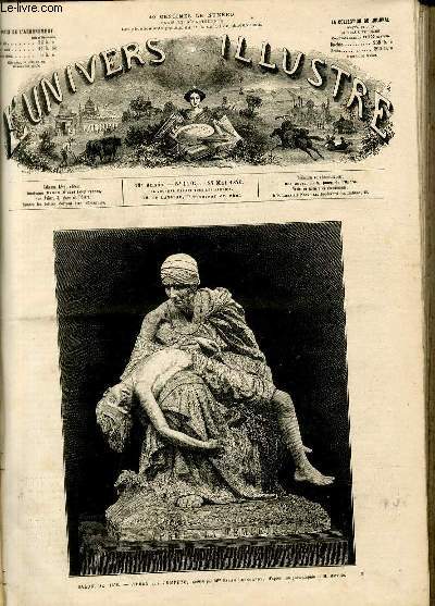 L'UNIVERS ILLUSTRE - DIX-NEUVIEME ANNEE N 1105 - Salon de 1876, aprs la tempte, groupe par Mlle Sarh Bernhardt, d'aprs une photographie de M.Marville.