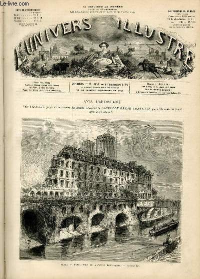 L'UNIVERS ILLUSTRE - VINGTIEME ANNEE N 1171 - Paris, dmolition de l'ancien Hotel-Dieu.