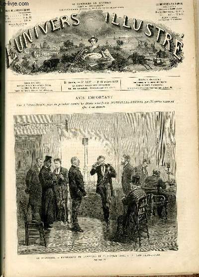 L'UNIVERS ILLUSTRE - VINGTIEME ANNEE N 1187 - Le Telephone, exprience de l'appareil de M.Graham Bell,  la gare Saint-Lazare.