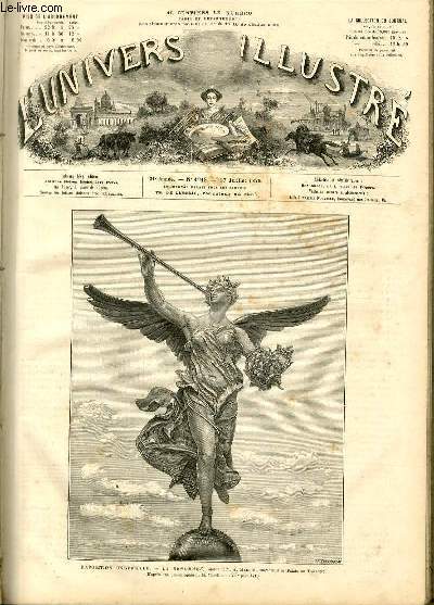 L'UNIVERS ILLUSTRE - VINGT ET UNIEME ANNEE N 1218 Exposition Universelle - La Renomme, statue de M.A. Merci, couronnant le Palais du Trocadro (d'aprs une photographie de M.Marville)