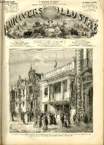 L'UNIVERS ILLUSTRE - VINGT ET UNIEME ANNEE N 1221 Exposition Universelle - Faades de la section grecque et de la section Danoise, dans le palais du Champ-de-Mars, architectes: M.Paul Benard (Grce), et M.Dahlerup (Danemark).