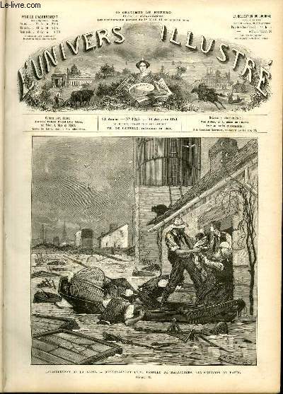 L'UNIVERS ILLUSTRE- VINGT-DEUXIEME ANNEE N 1243 Dbordement de la Seine, dmnagement d'une famille de maraichers, aux environs de Paris.