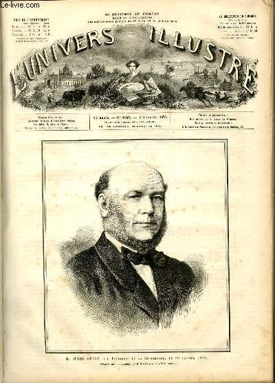 L'UNIVERS ILLUSTRE- VINGT-DEUXIEME ANNEE N 1246 - M. Jules Grvy, lu prsident de la rpublique, le 30 Janvier 1879 (d'aprs une photographie de M.Franck).