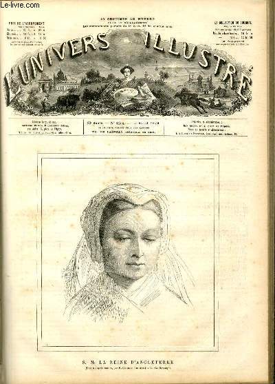 L'UNIVERS ILLUSTRE- VINGT-DEUXIEME ANNEE N 1254 - S. M. La reine d'Angleterre (dessin d'aprs nature, par Georges Thomas).