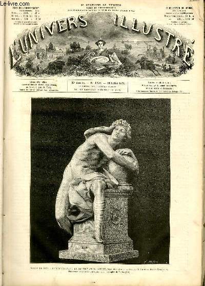 L'UNIVERS ILLUSTRE- VINGT-DEUXIEME N 1270 - Salon de 1879, Gnie gardant le secret de la tombe, figure dcorative en marbre, par M.Ren de Saint-Marceaux, mdaille d'honneur (d'aprs une photographie de M.Lecadre).