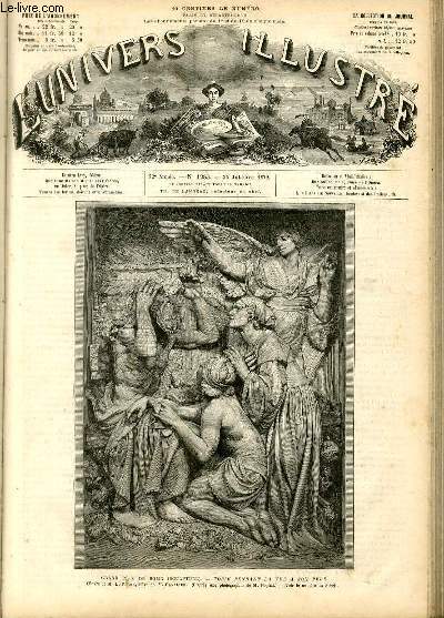 L'UNIVERS ILLUSTRE- VINGT-DEUXIEME ANNEE N 1283 - Grand prix de Rome (Sculpture) - Tobie rendant le vue  son pre - oeuvre de M.L. Fagel, lve de M.Cavalier (d'aprs une photographie de M.Hopital).