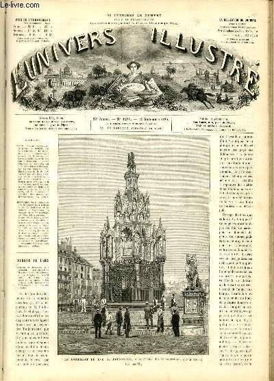 L'UNIVERS ILLUSTRE- VINGT-DEUXIEME ANNEE N 1286 - Le monument du duc de Brunswick,  Genve (d'aprs une photographie de M.Garcin)