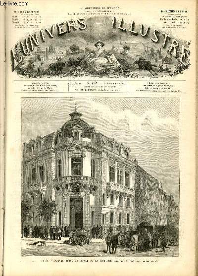 L'UNIVERS ILLUSTRE- VINGT-DEUXIEME ANNEE N 1287 - Paris, nouvel hotel du cercle de la librairie, boulevard Saint-Germain.