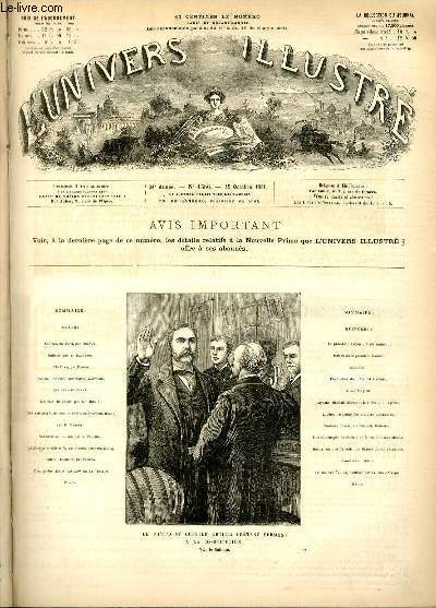 L'UNIVERS ILLUSTRE - VINGT QUATRIEME ANNEE N 1386 Le prsident Chester Arthur prtant serment  la constitution