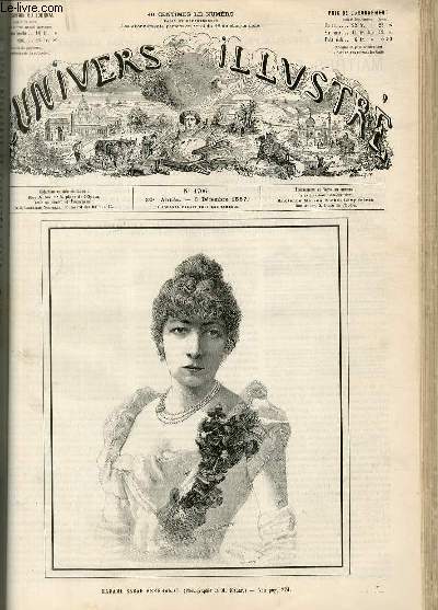 L'UNIVERS ILLUSTRE - TRENTIEME ANNEE N 1706 Madame Sarah Bernhardt