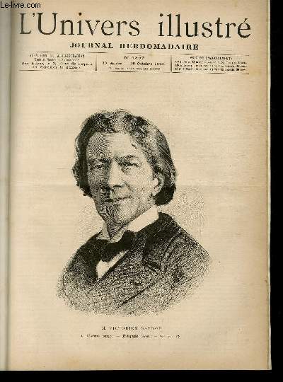 L'UNIVERS ILLUSTRE - TRENTE TROISIEME ANNEE N 1857 M. Victorien Sardou.