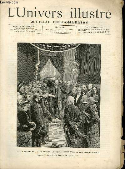 L'UNIVERS ILLUSTRE - TRENTE QUATRIEME ANNEE N 1868 Paris