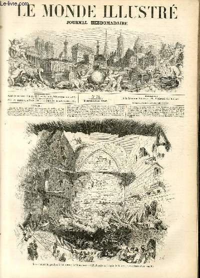 LE MONDE ILLUSTRE N34 Ecroulement du pavillon de Vincennes,le 29 Novebre 1857