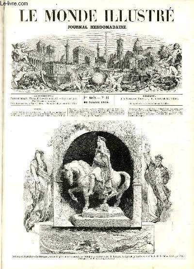 LE MONDE ILLUSTRE N81 Grallon, roi lgendaire de Bretagne, statue rige sur la cathdrale de Quimper et excute par M. Lebrun, de Lorient
