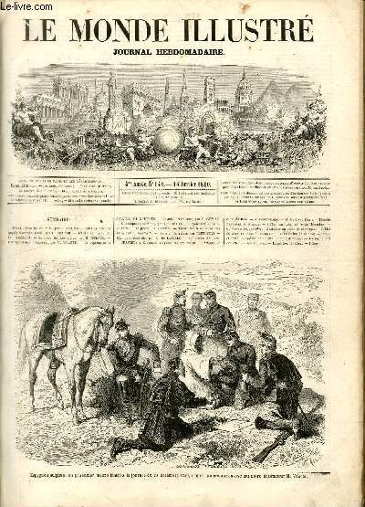 LE MONDE ILLUSTRE N144 Espagnols soignant un prisonnier maure bless  la journe du 20 dcembre 1859.