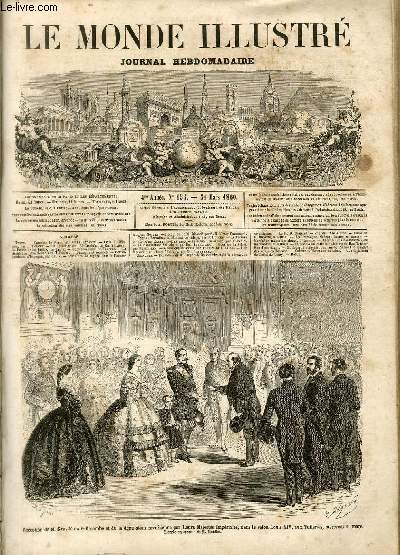 LE MONDE ILLUSTRE N155 Rception de M. Greyfi de Bellecombe et de la dputation savoisienne par Leurs Majests Impriales, dans le salon Louis XIV, aux Tuileries, mercredi 21 mars