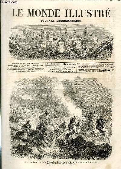 LE MONDE ILLUSTRE N193 - Expdition de Chine, Combat du 17 septembre ; charges des spahis et des sicks dans laquelle a t tu M. de Damas.