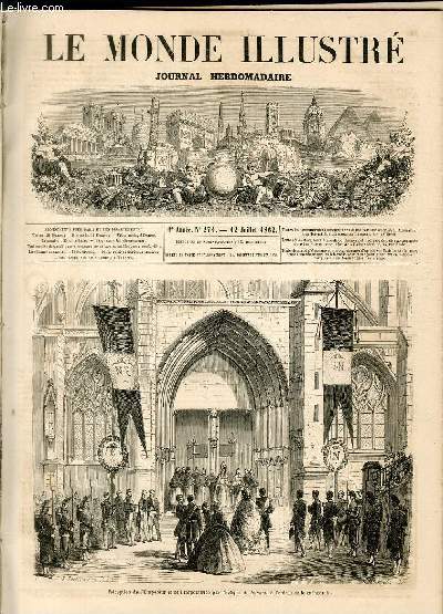 LE MONDE ILLUSTRE N274 Rception de l'Empereur et de l'Impratrice par l'vque de Nevers,  l'entre de la cathdrale