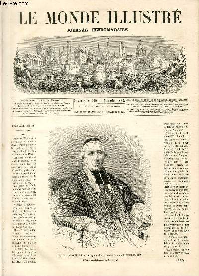 LE MONDE ILLUSTRE N299 - Mgr le cardinal Morlot, archevque de Paris, dcd le lundi 29 dcembre 1862 (d'aprs une photographie de M.Franck)