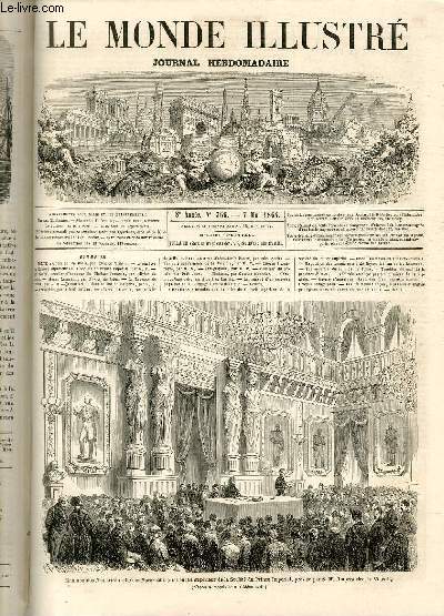 LE MONDE ILLUSTRE N369 Runion aux Tuileries (salle des marchaux) du Conseil suprieur de la Socit du Prince Imprial, rsid par S. M. l'Impratrice, le 30 avril