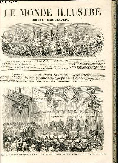 LE MONDE ILLUSTRE N403 - Sance des Assises Fdrales de Genve, ouvertes le 15 dcembre - Jugement des fauteurs des troubles du 22 aot au sujet des lections (croquis de M.Janneret, de Genve)