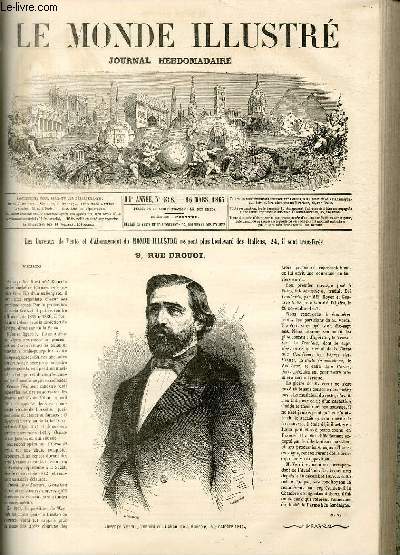 LE MONDE ILLUSTRE N518 - Giuseppe Verdi, compositeur italien, n  Roncole le 9 octobre 1814.