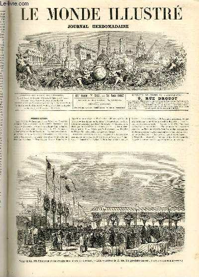 LE MONDE ILLUSTRE N542 - Voyage de LL. MM. l'Empereur et l'Impratrice dans le nord de la France Lille - Arrive de LL. MM.  la gare Saint-Sauveur.