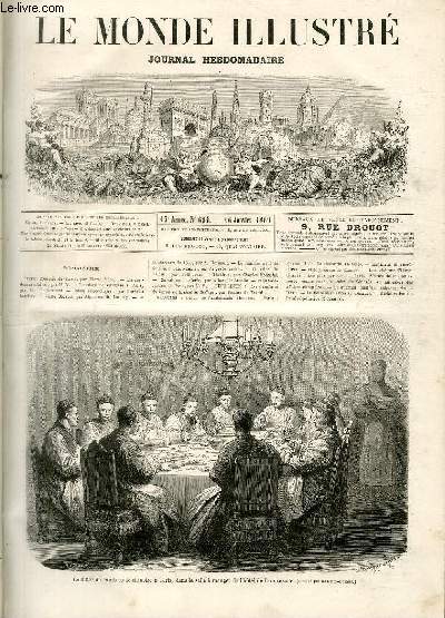 LE MONDE ILLUSTRE N614 - Le dner de l'ambassade chinoise  Paris, dans la salle  manger de l'htel de l'ambassade (dessin par Godefroy-Durand).